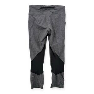 Lululemon Pace Rival Crop Leggings Womens Size 6 Black‎ Gray 22"  Workout Pants